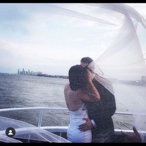 Sparkly white cathedral length veil